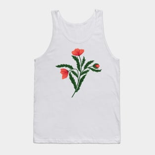 Poppy Flower 2 Green Red Tank Top